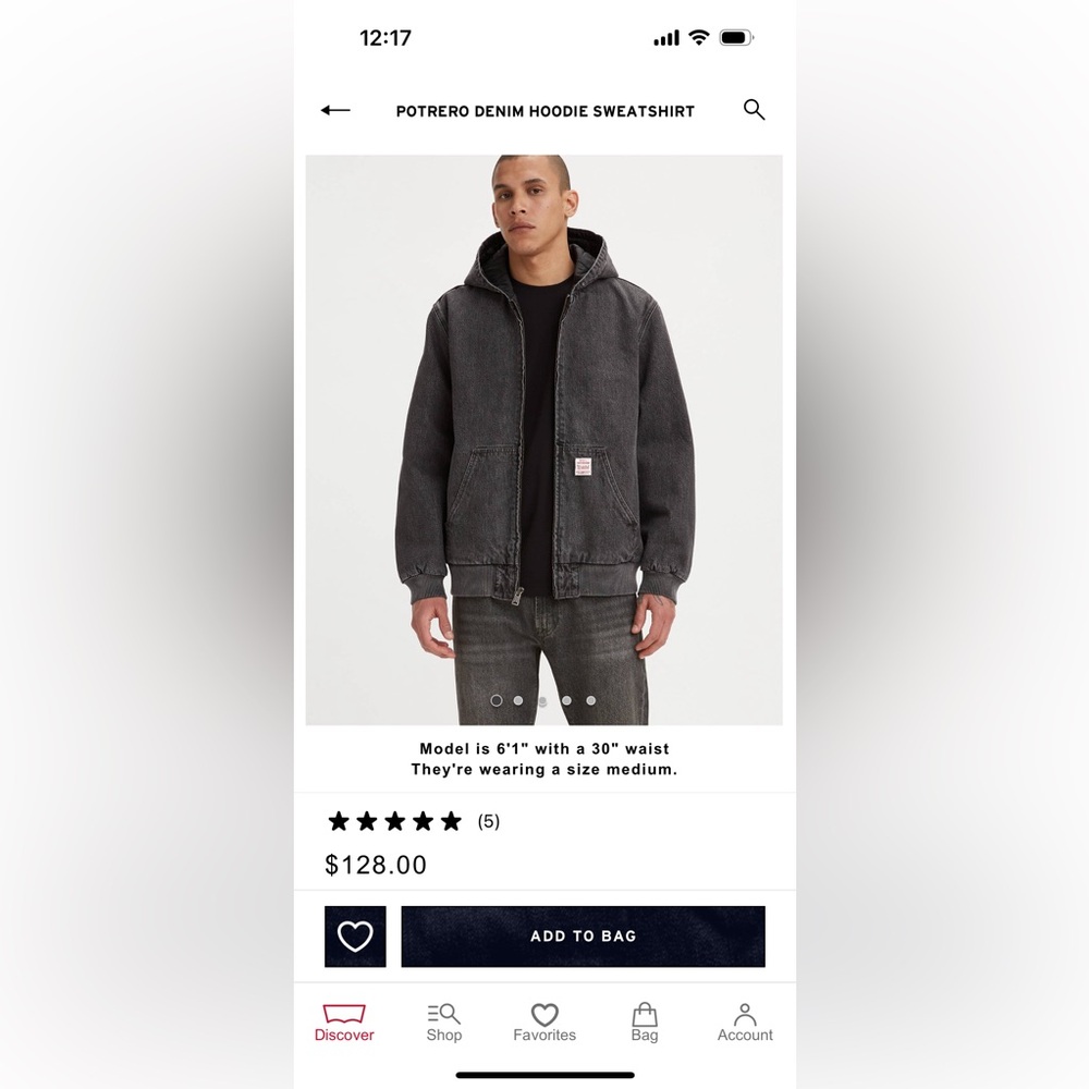 levi’s men denim hoodie jacket